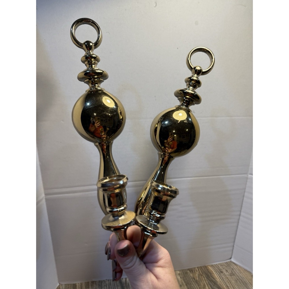 Syroco Homco Gold Plastic Wall‎ Sconces Taper Candle Holders 4189 Vintage